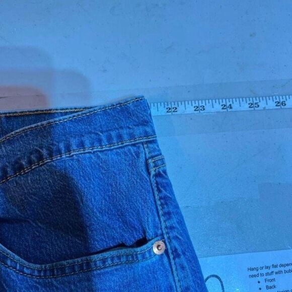 Levi's 505 High-Rise Straight Leg Jeans Blue Denim Light Wash Size 42x30 worn - Picture 9 of 10